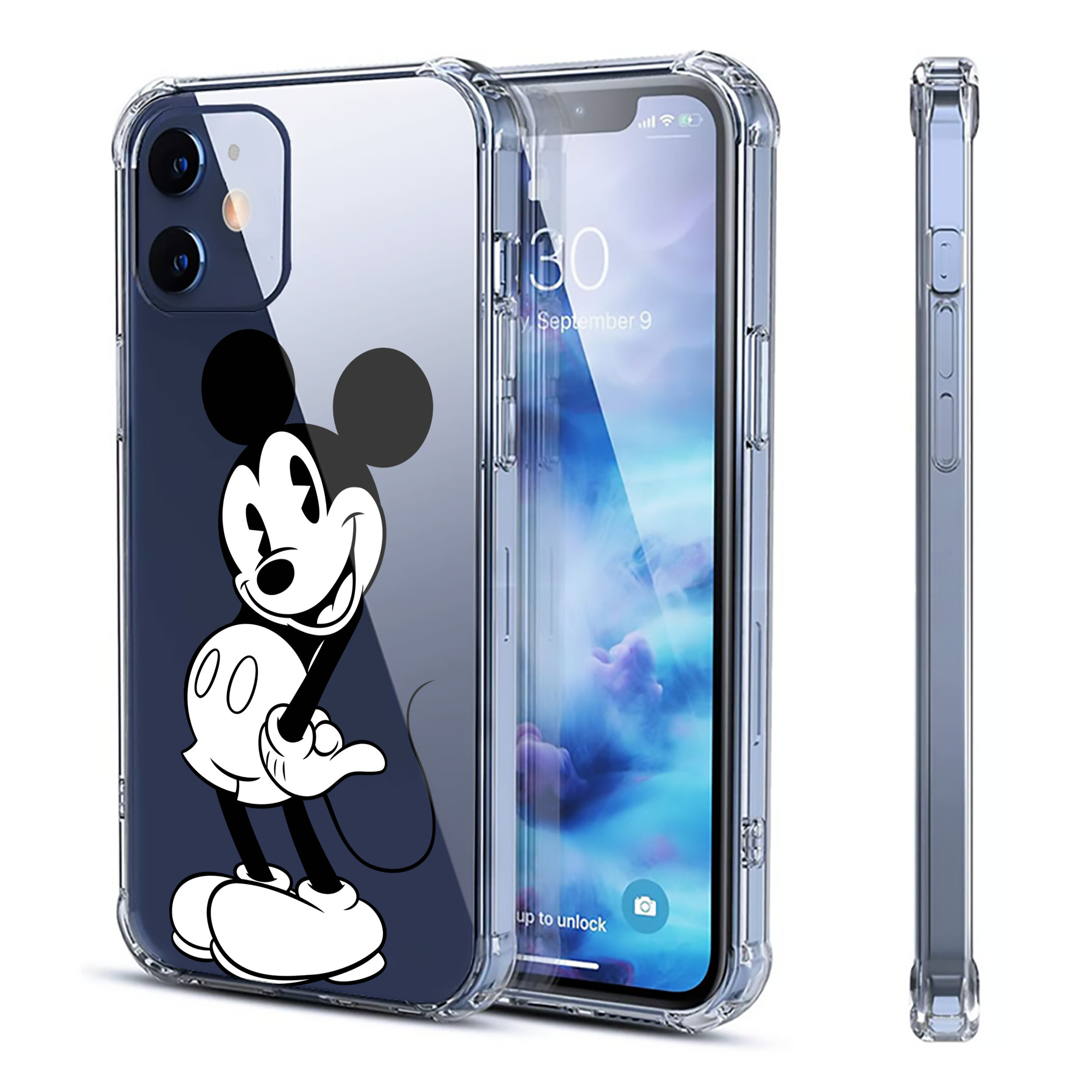 （画像用） ミッキーマウス Mickey Mouse 【iPhone 12シリーズ対応】透明スマホケース（クリアソフトケース）